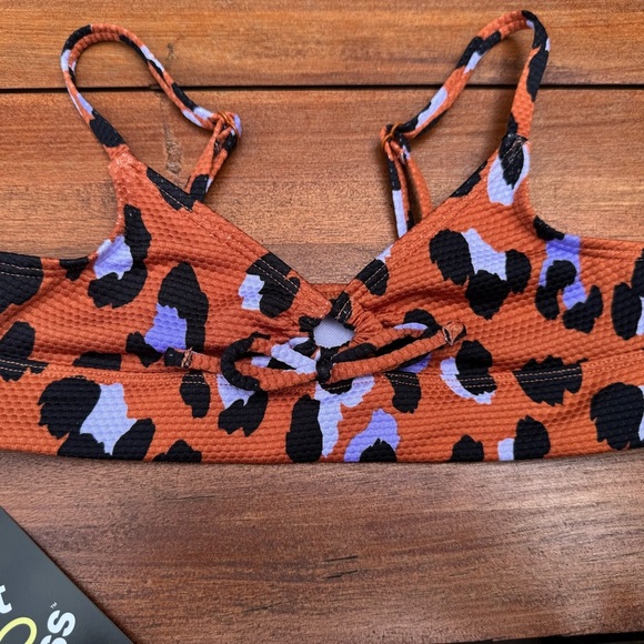 Art Class Orange and Black One Piece Swimsuit Leopard Print Size 8. NWT - Picture 3 of 8